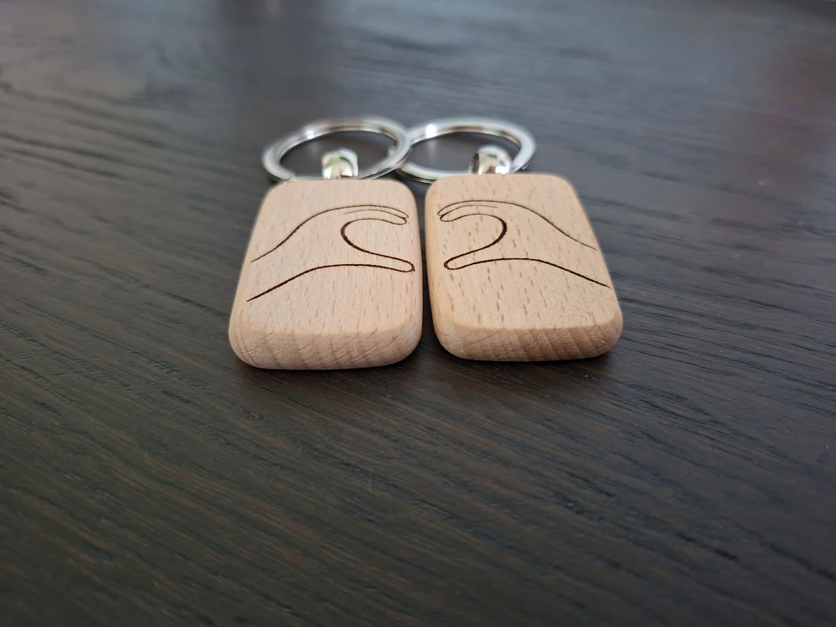 Laser-engraved wooden keyrings